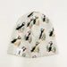 Baby hat with puffin pattern on a white background