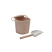 taupe coloured bucket with matching shovel