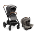 Gray Nuna Mixx stroller and Nuna Pipa Urbn car seat set on a white background