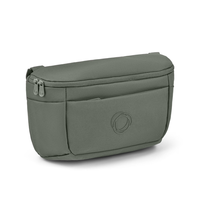 Green bugaboo organizer with a visible brand logo on a white background