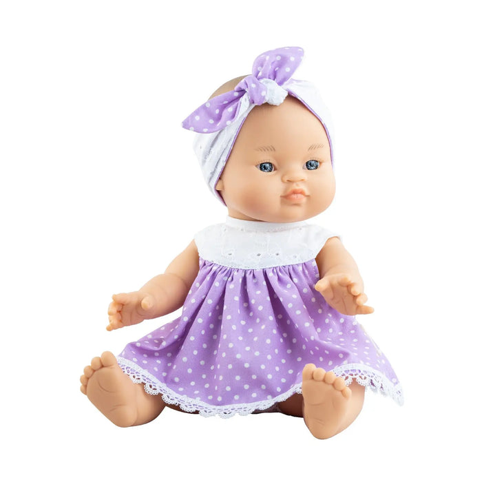 Alexandra Baby Doll in Purple Polka Dot Dress - Boxed