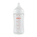 Pigeon glass baby bottle with dome shaped nipple on a white background