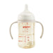 Pigeon baby bottle with white cap and handles on a white background