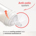Bottle with anti-colic system feature highlighted on a white background