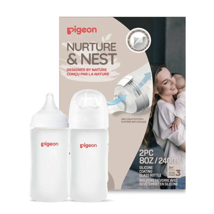 Pigeon 2-Pack Silicone Glass Bottle