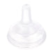 Clear baby bottle nipple on a white background