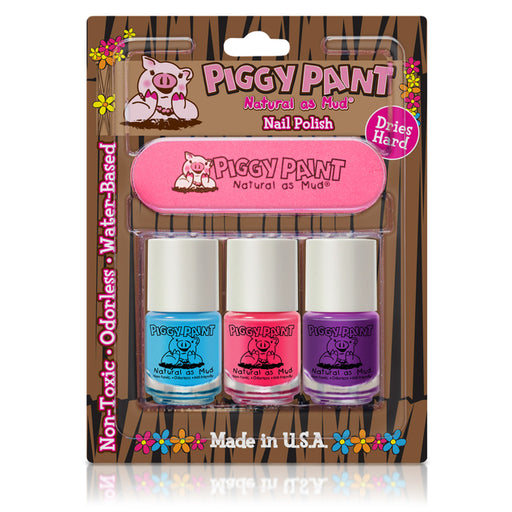Piggy Paint Set - 3 Pack with Sea-quin, Forever Fancy and Girls Rule + Nail Set - Nurtured