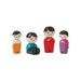 Set of four colorful wooden figurines on a white background