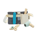 Toy tool belt with various tools on a white background