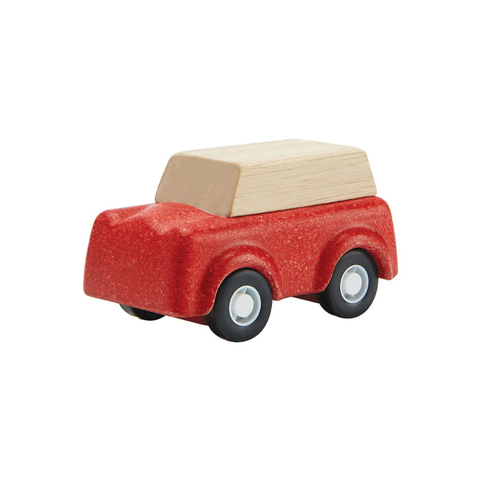 Red Wooden Toy Car SUV shown on white background