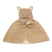 Beige children's hooded cape with animal face design on a white background