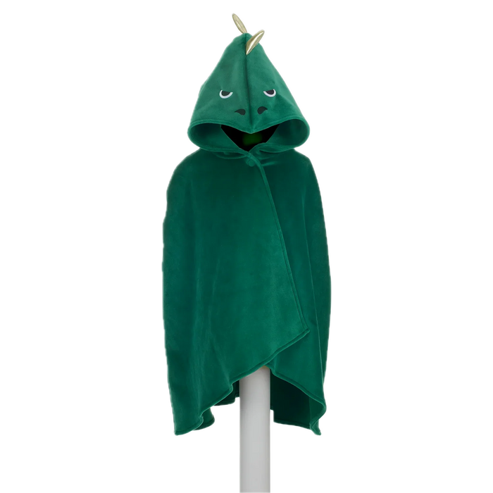Green hooded towel with cartoon face and ears on a white background