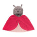 Children's ladybug costume with red cape and gray hood on a white background