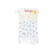 Lulujo baby blanket with blue floral pattern on a white background