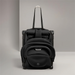 Black backpack with a built-in handle on a gray background