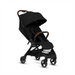 Black stroller with brown accents on a white background