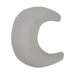 Gray crescent moon-shaped pillow on a white background