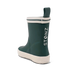 Green rain boot with white sole and 'STONZ' branding on a white background
