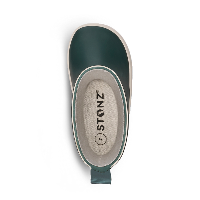 Interior of 'STONZ' children's rainboot with branding inside boot liner