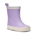 Children's Purple rain boot with white sole on a white background