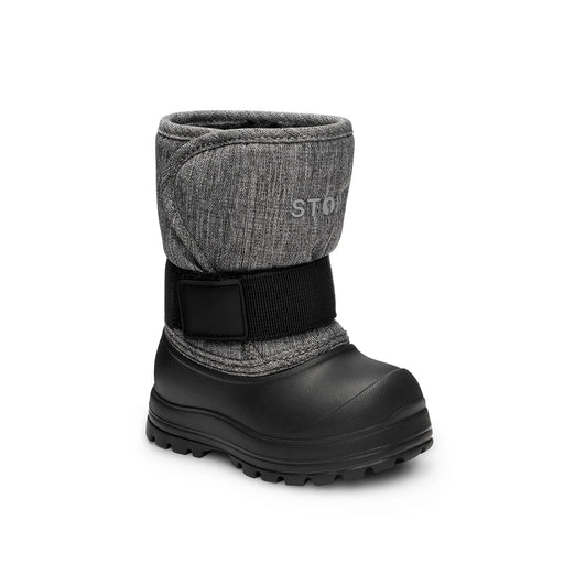 Grey and black winter boot with STONZ branding on a white background