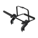 Black metal carseat adapter on a white background
