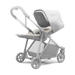 Silhouette of and white stroller with infant insert for newborn a white background