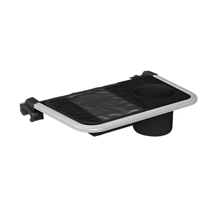 Thule organizer tray shown with cup holder space and zippered pocket