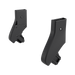 Two black plastic adapters on a white background