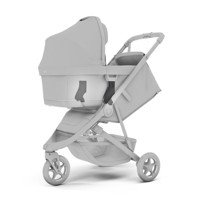Silhouette of thule spring stroller with canopy on a white background