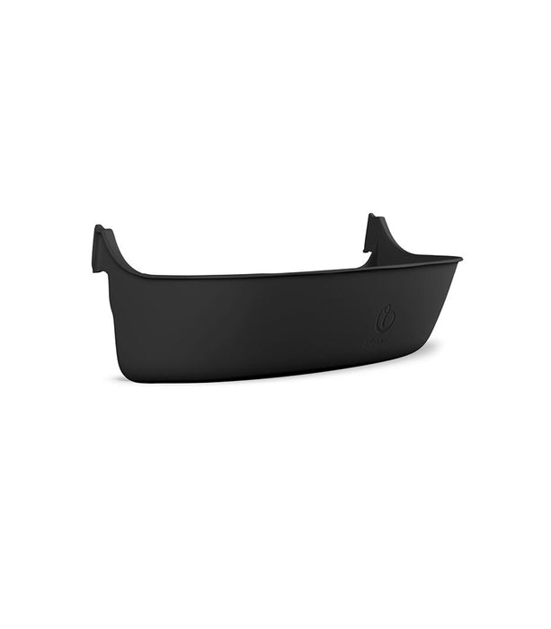 Black storage accessory for Tripp Trapp High Chair with a logo on a white background