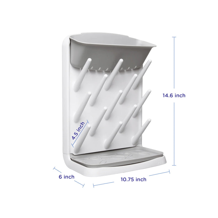 White bottle holder with dimensions on a white background