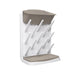 Bottle rack with white branches and beige shelves on a white background