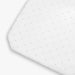 White fitted sheet with subtle pattern on a white background
