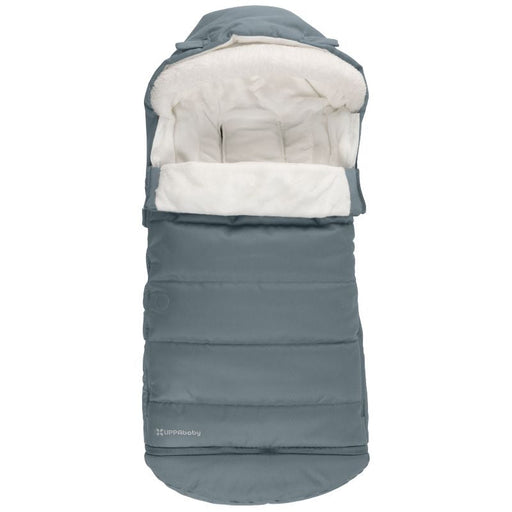 Callum greyish blue stroller footmuff with white interior on a white background