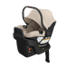 Beige UPPAbaby Aria V2 infant car seat with beige canopy and black base on a white background