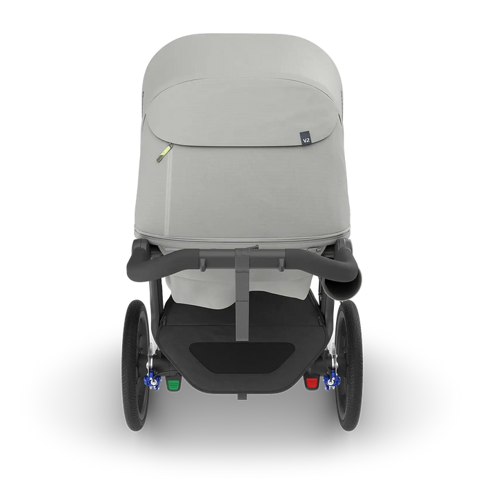 Gray stroller on a white background