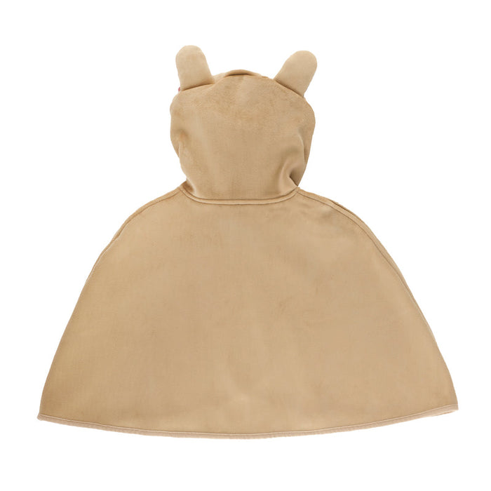 Beige children's cape with hood and ears on a white background