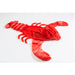 Red plush lobster disguise on a white background