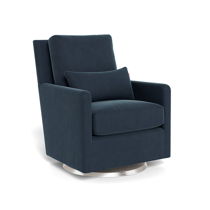 caption-Monte Como Midnight Blue Linen with Brushed Steel Base