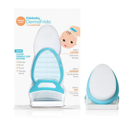 Packaging and product of FridaBaby Flake Fixer on white background