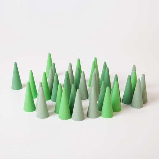 caption-Varying shades of green cones