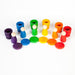 caption-Rainbow hued wooden peg friends, coins and cups