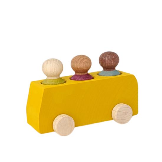 Lubulona Wooden Toy Bus with 3 Figures - nurtured.ca