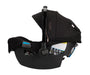caption-Glossy black carry handle and richly textured fabrics on Riveted Pipa Infant Car Seat