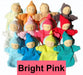 caption-Organic Baby Belle Doll collection with bright pink between red and baby pink