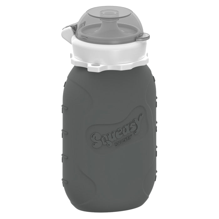 caption-Grey Reusable Silicone Food Pouch