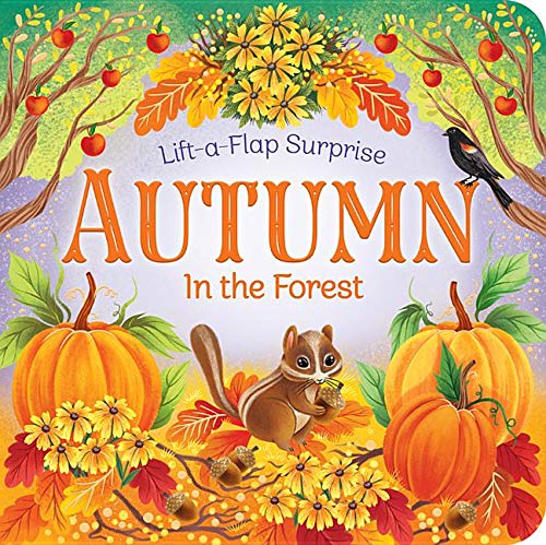 caption-Fall themed board book with lift the flaps