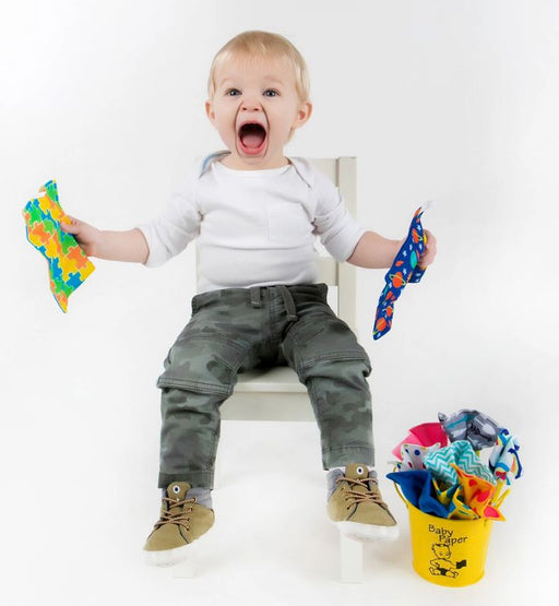 caption-Baby Paper is buckets of fun for infants
