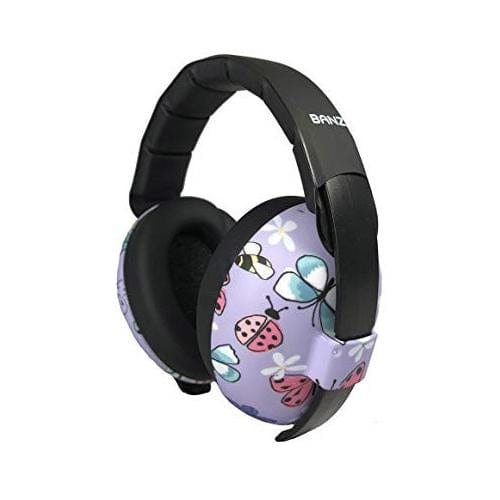 Hearing protection for babies in the shape of earmuffs with butterfly design